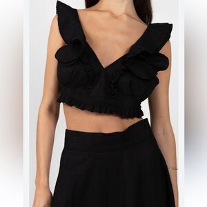 Jopna Black Ruffled Crop Top